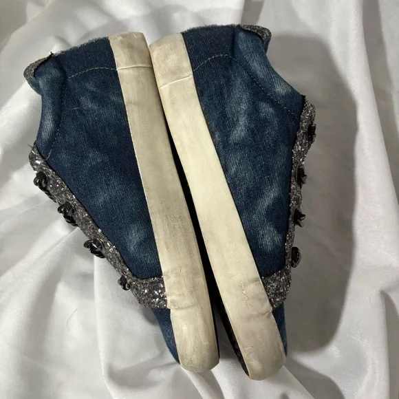 Vintage Havana Blue Denim Shoes Sneakers Size 6 Chain Link Slip On - Picture 3 of 7